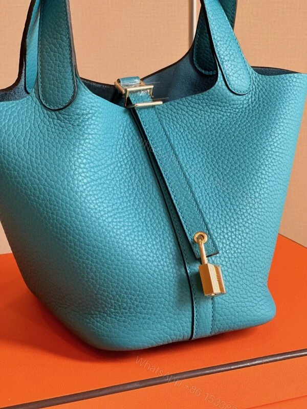 View 2 of Hermes Picotin 18 Blue Togo Leather Gold Hardware