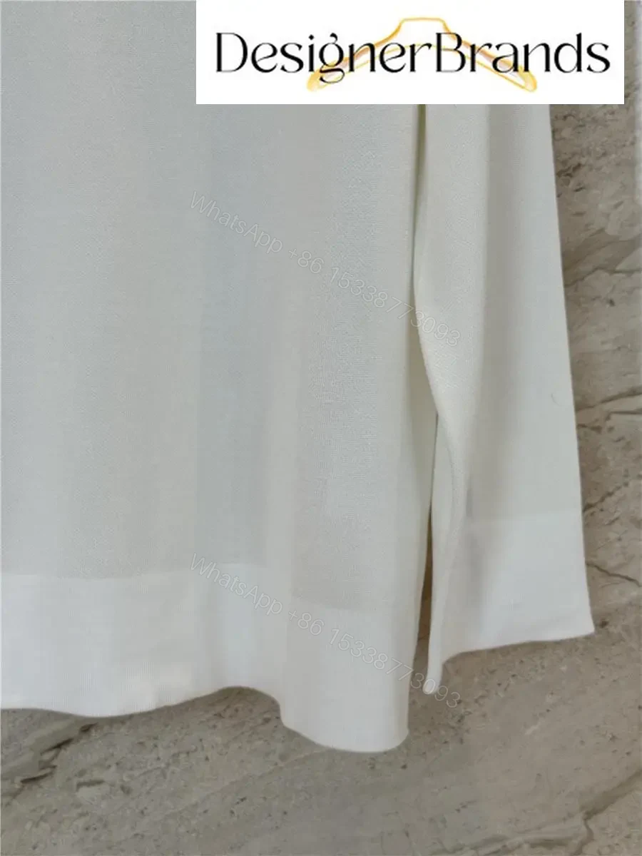 View 5 of Chanel White Long-Sleeve Collared Knit Sweater