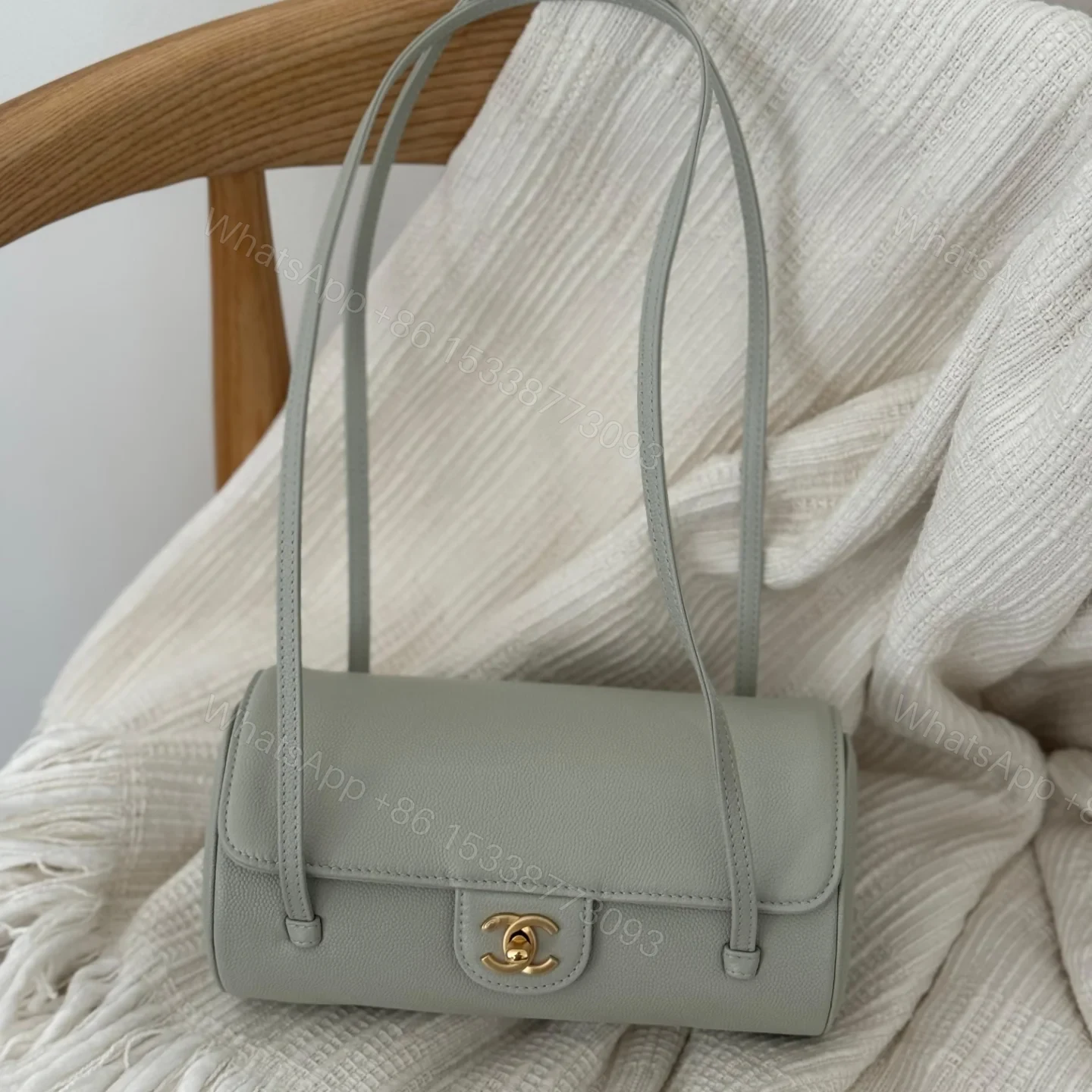 Chanel Preppy Coco Small Bowling Bag in Grey — view 1