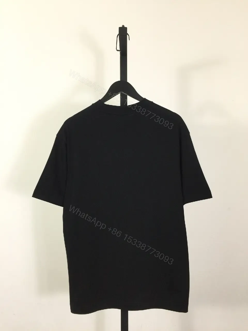 View 8 of Black Cotton Tee with Plaid Pocket - Premium Casual Shirt