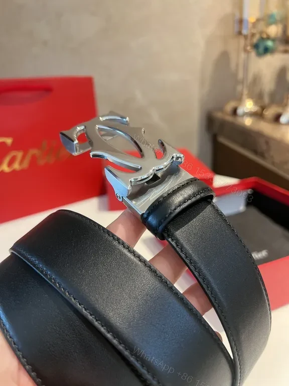 View 2 of Premium Leather Belt with Double G Buckle - Black, Lux Style