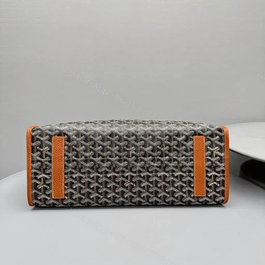 View 4 of Structured Pattern Carry-All: Leather Trim, Monogram Style Bag