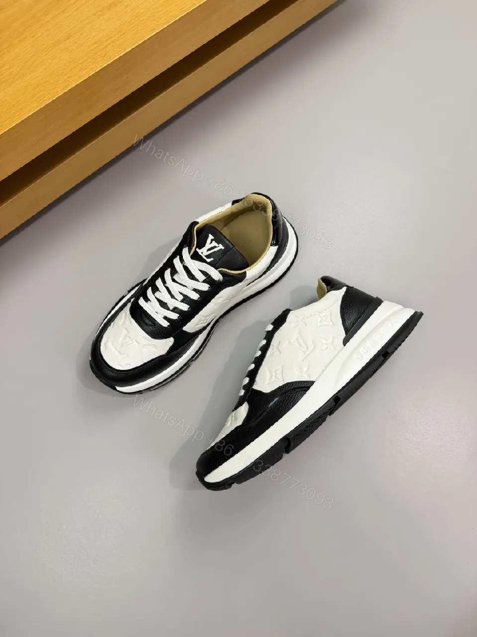 View 7 of Monogram Texture Sneakers: All‐Day Comfort, Black/White Style