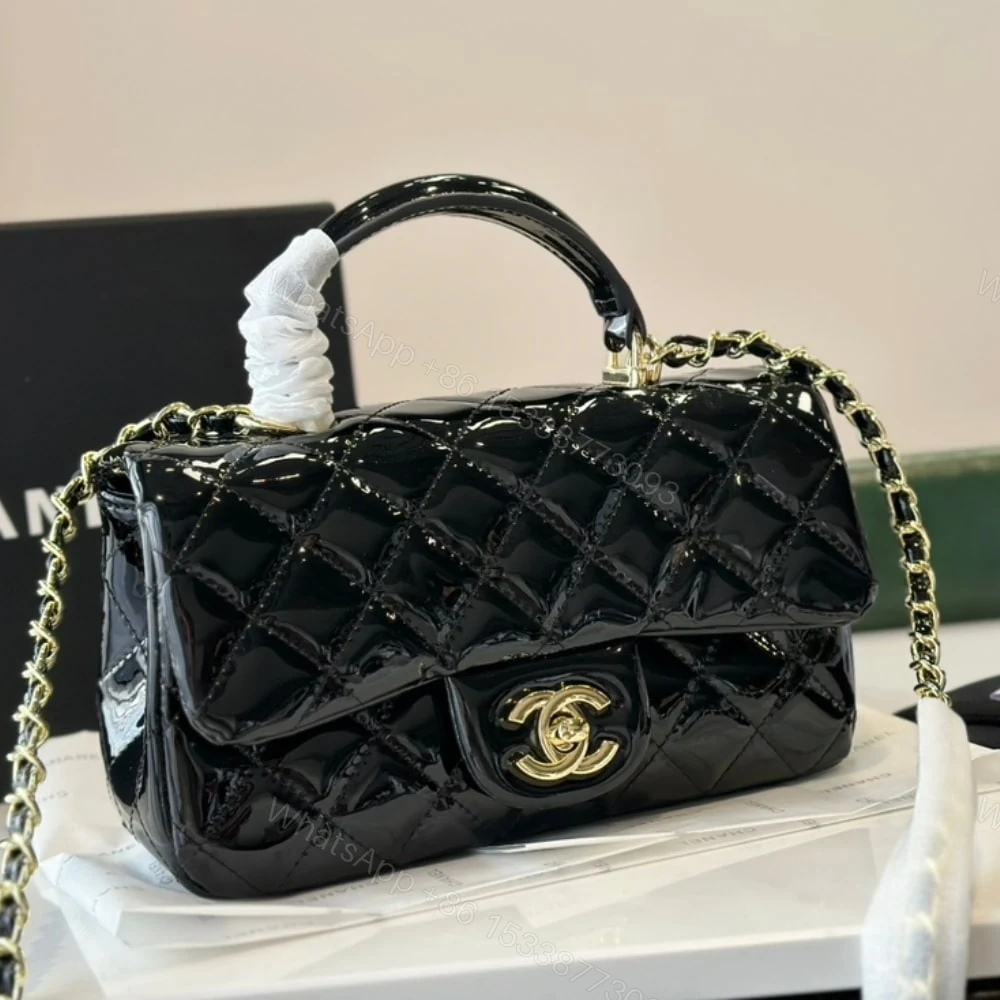 View 2 of Chanel Mini Classic Handbag With Top Handle Black 20Cm