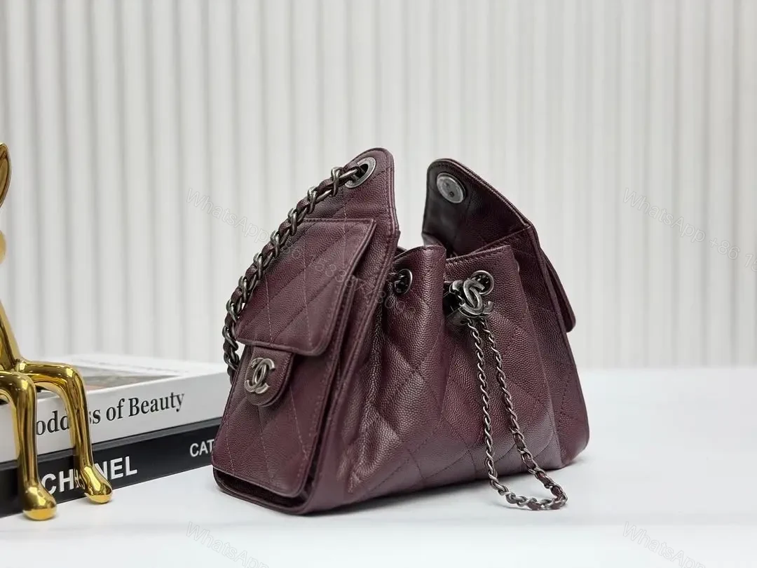 View 5 of Chanel 25 Mini Burgundy Sliver Hardware