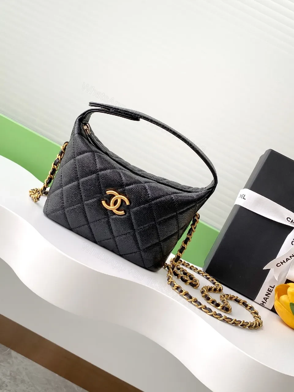 Black Quilted Leather Shoulder Bag + Gold Hardware + Chic Classic + Versatile Everyday Luxury + Bag — view 1