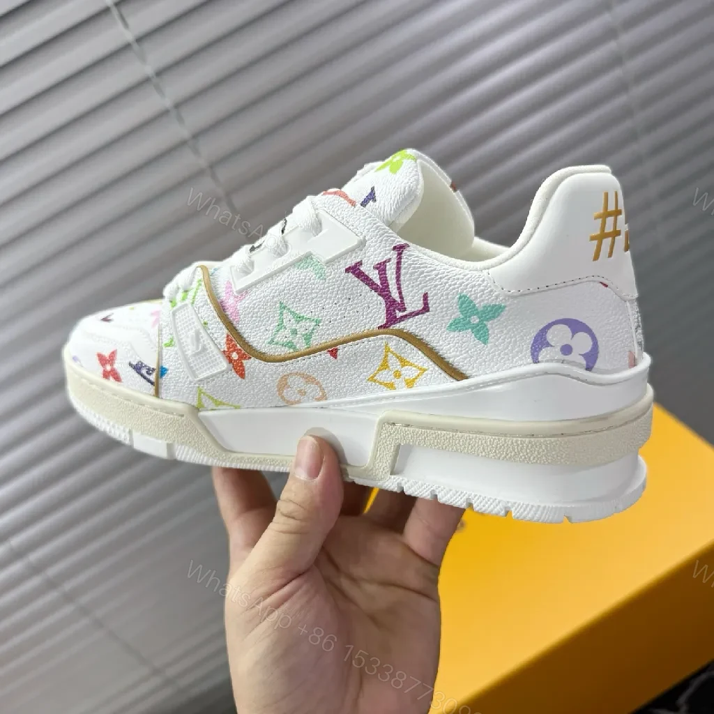 View 7 of Multicolor Monogram Luxe Sneakers with Gold Accent