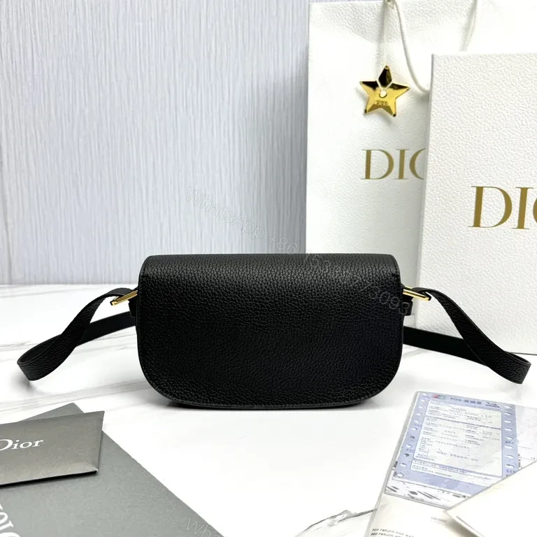 View 8 of Compact Black Leather Crossbody with Gold CD Closure