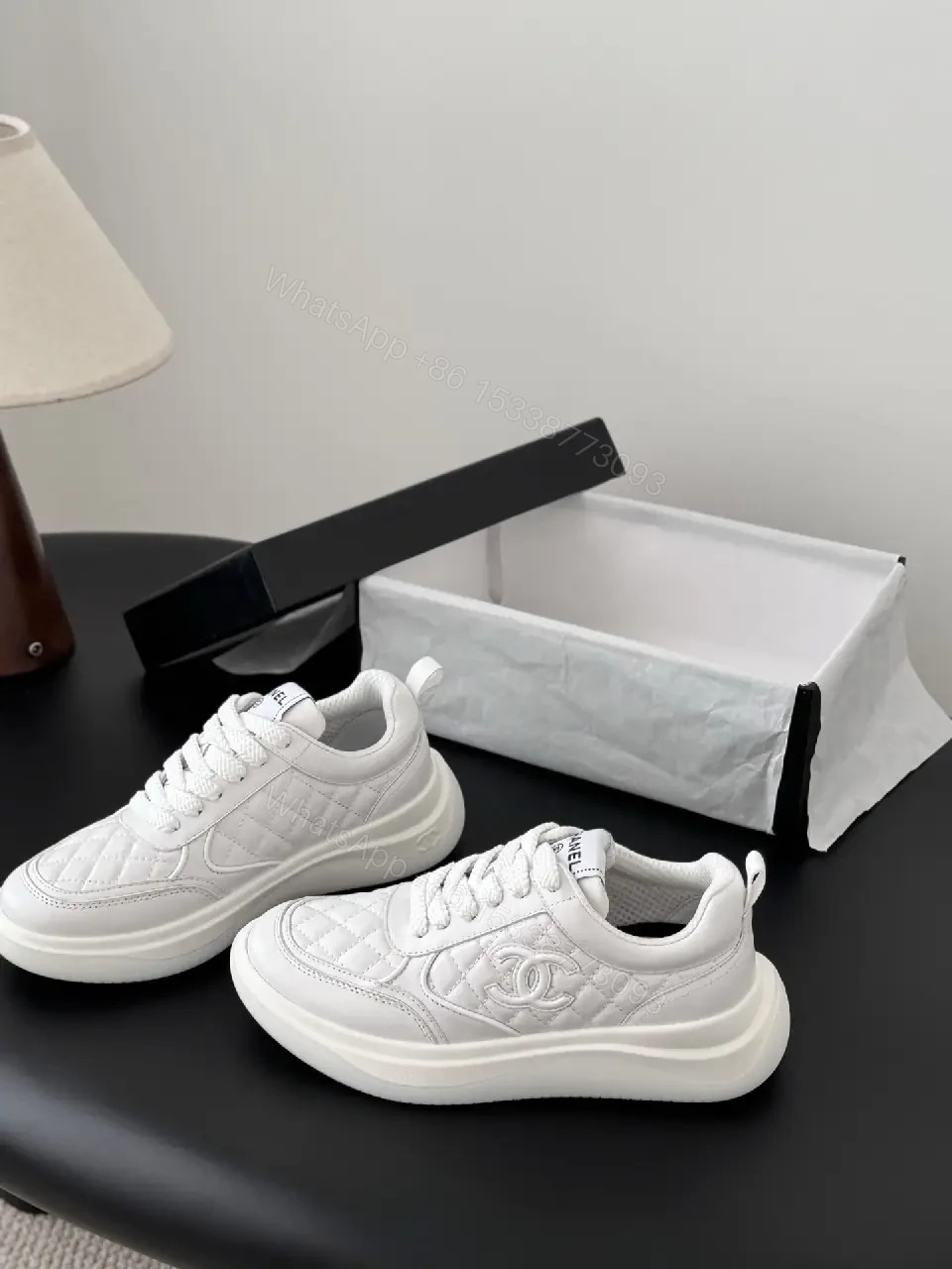 View 2 of White Quilted Low-Top Sneakers — Subtle Couture Comfort