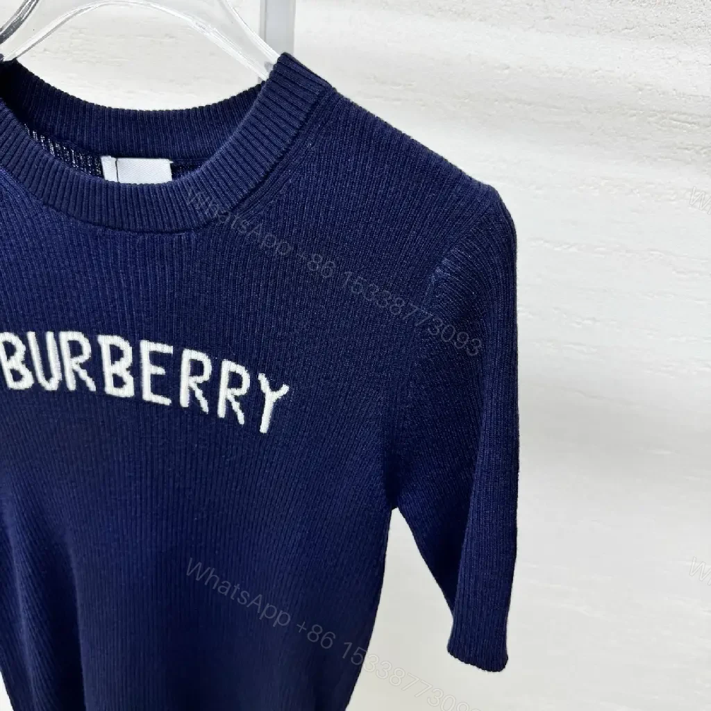 View 6 of Chic Navy Knit Tee: Premium Textured Crew-Neck Top