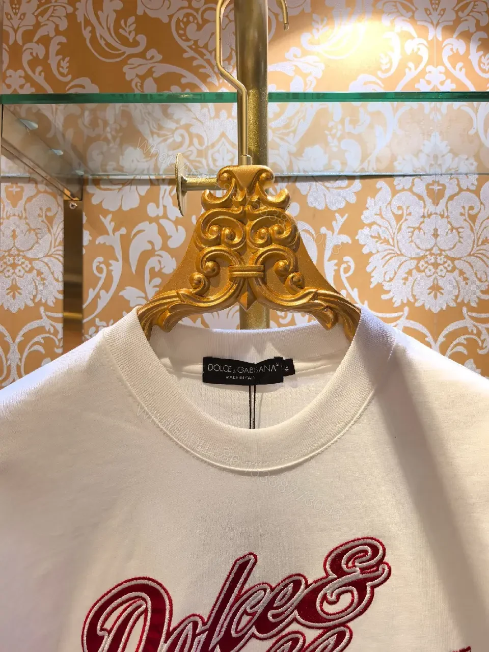 View 5 of White Cotton Graphic Tee - Bold Script Logo, Luxury Streetwear