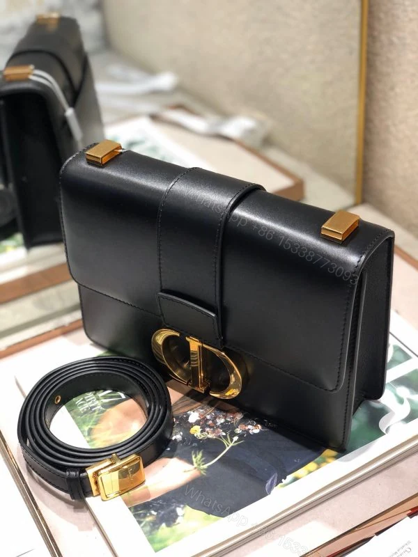View 7 of Dior 30 Montaigne Super High-Quality Women’s Handbag Black with Gold Lock 24x17x8cm