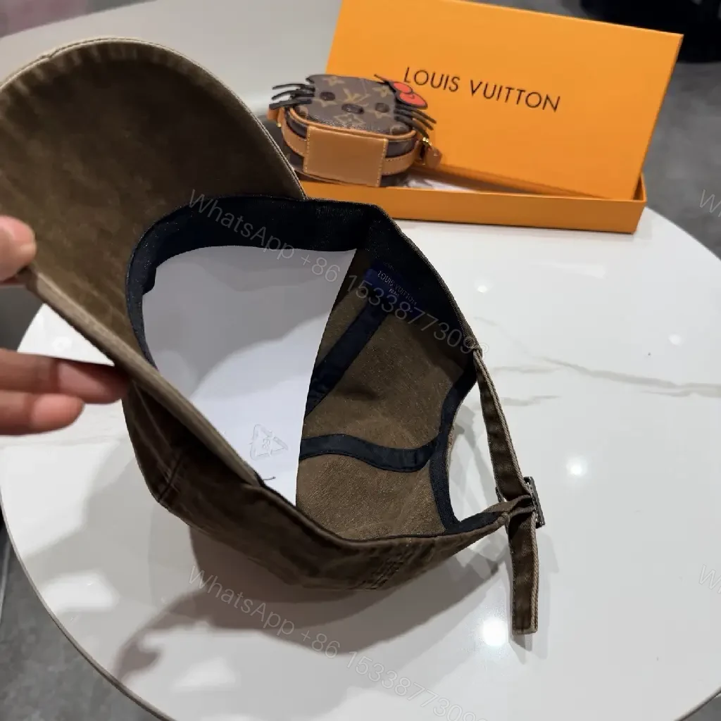 View 4 of Washed Brown Canvas Cap — Subtle LV Aesthetic, All-Day Comfort