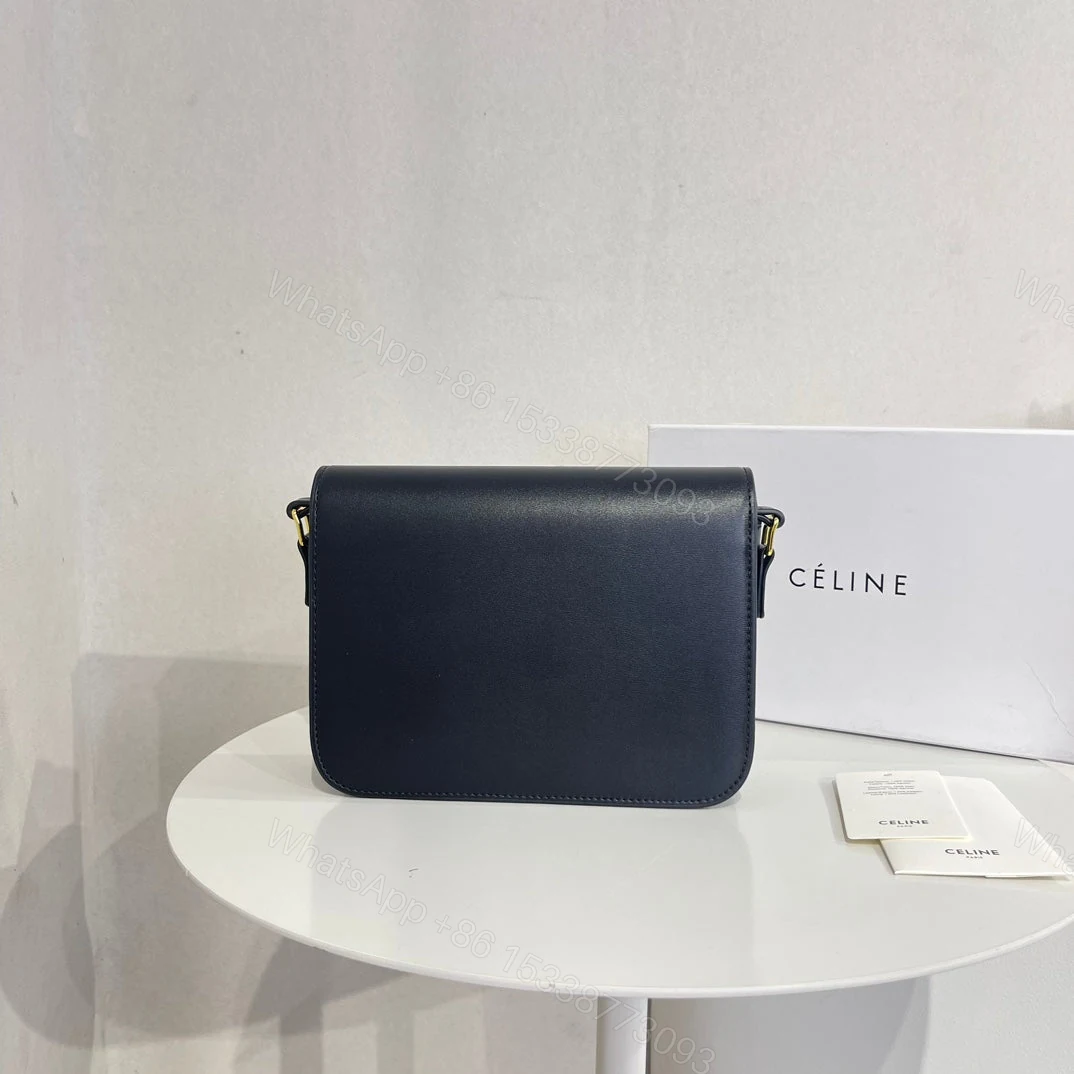 View 6 of CELINE TEEN TRIOMPHE BAG IN SHINY CALFSKIN BLACK 18CM 188423BF438NO