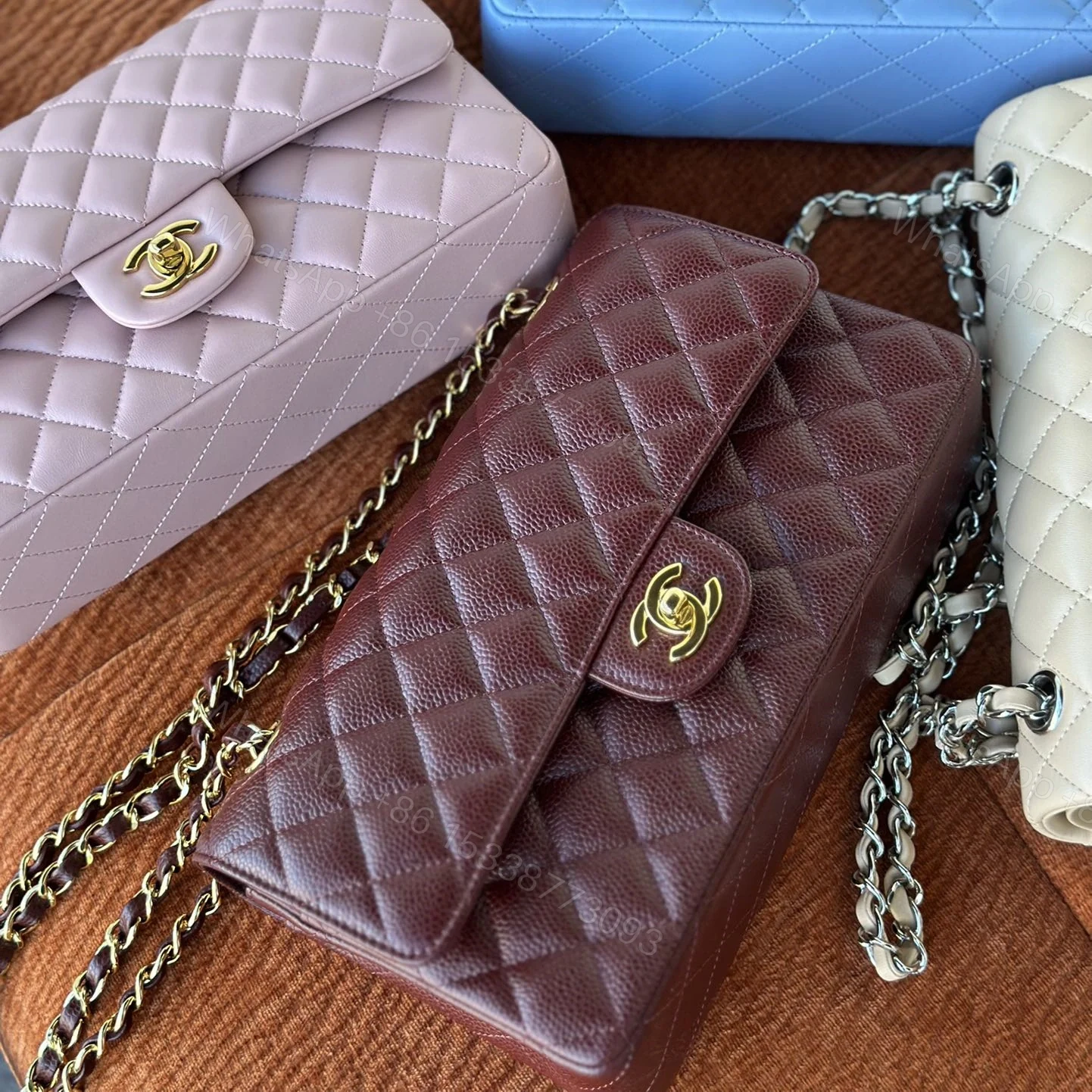 View 15 of 高仿代購包Chanel口蓋包CF系列魚子醬酒紅色免檢版