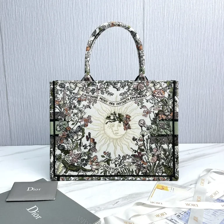 View 6 of Statement Floral Tote with Bold Dior Strips â€“ Everyday Luxury Tote