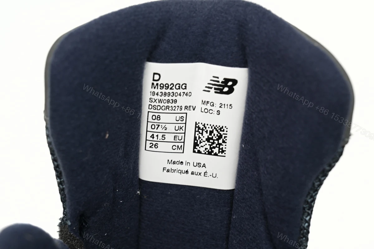 View 8 of New Balance 992 White, black, and gray M992GG