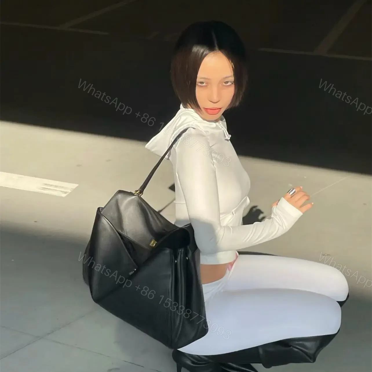 View 14 of 高仿Balenciaga*Rodeo系列V51000小牛皮手袋黑金大號免檢版