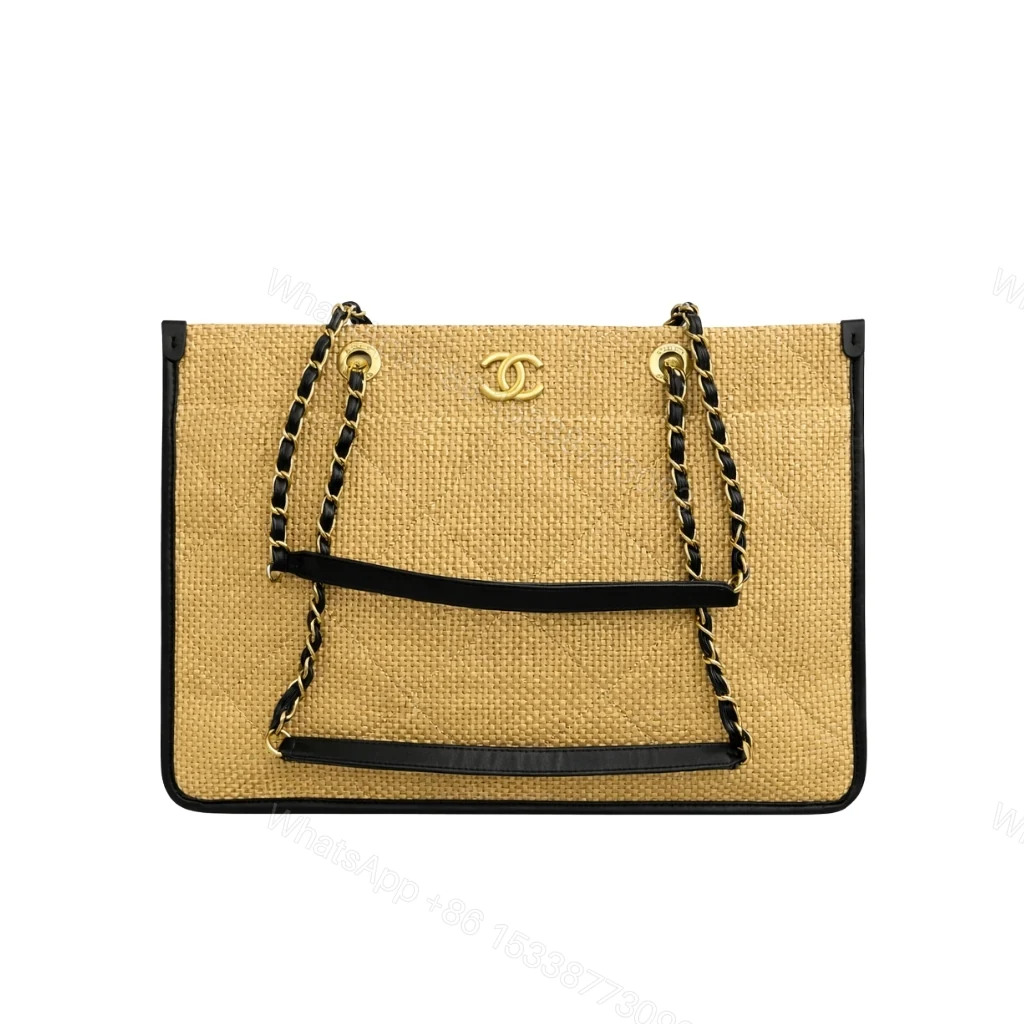 Chanel Shopping Bag Natural Straw Beige 39Cm — view 1