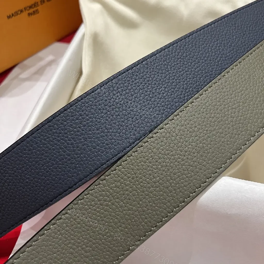 View 10 of Premium Leather Belt with Gold LV Buckle