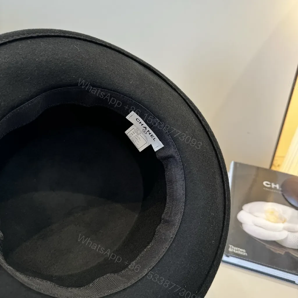 View 8 of Black Felt Fedora with White Satin Band – Designer-Inspired Fedora