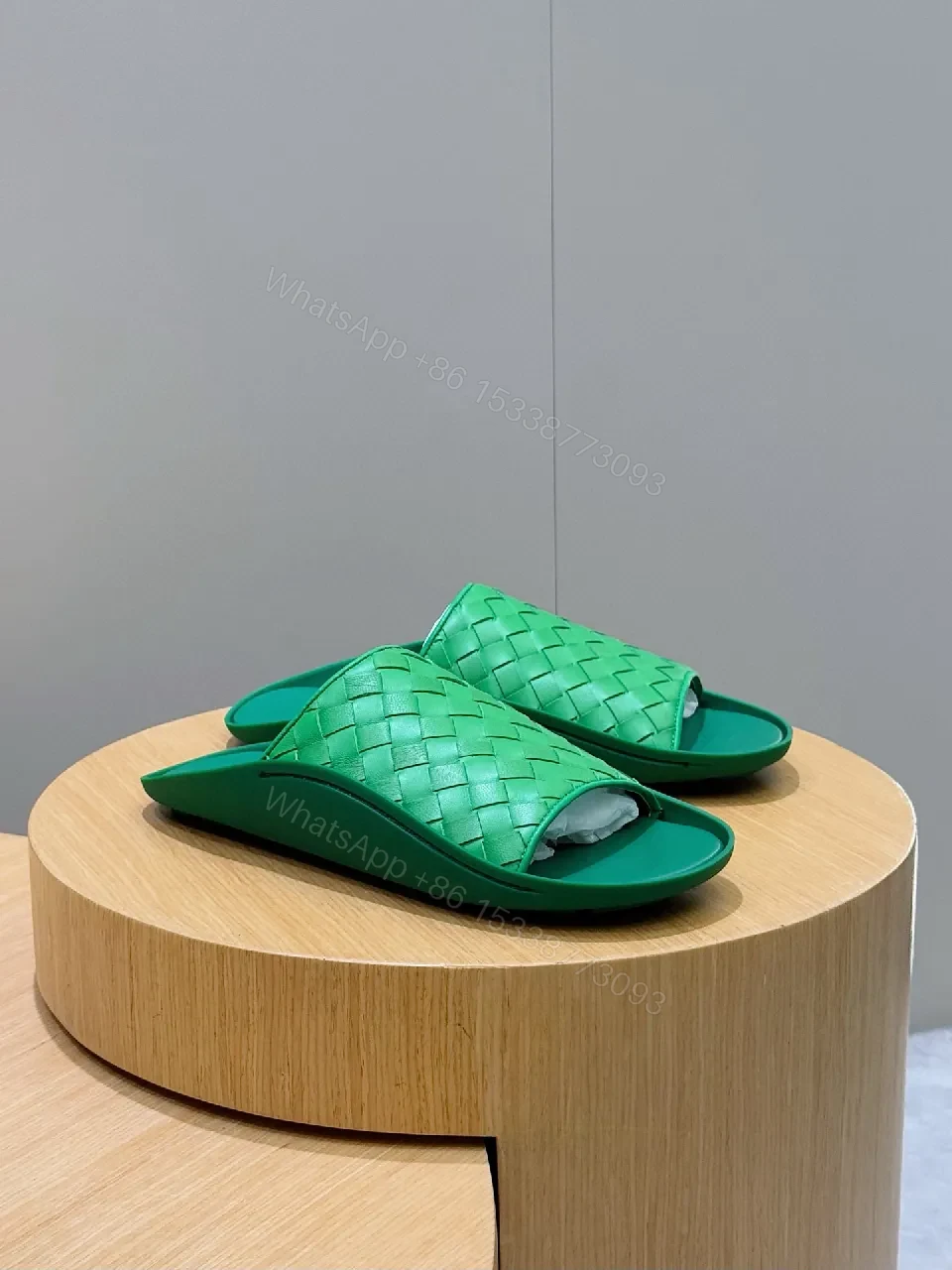 View 4 of Vibrant Green Woven Slide: Lux Everyday Comfort