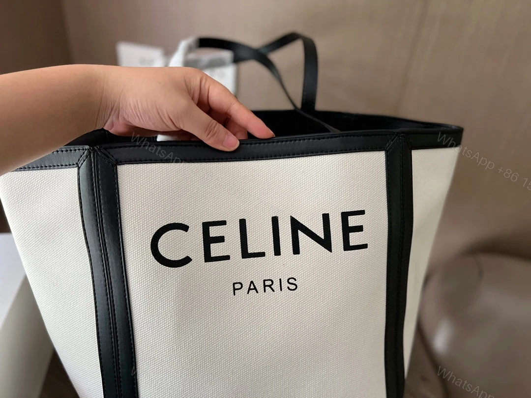 View 3 of CELINE LARGE SQUARE IN TEXTILE WITH PRINT AND CALFSKIN BLACK 48CM