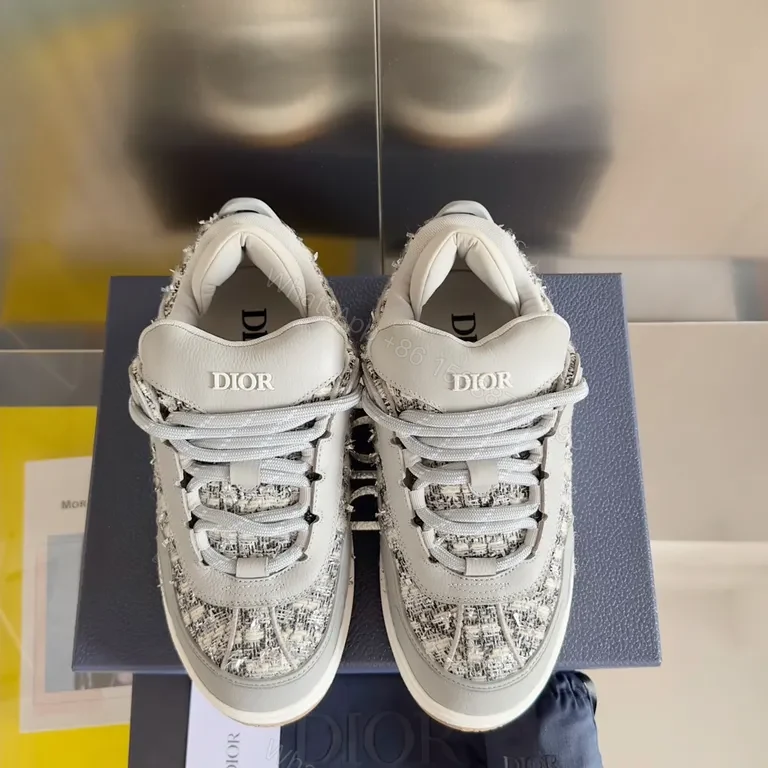 Textured Luxury High-Tops: Dior-Inspired Chic Sneakers — view 1