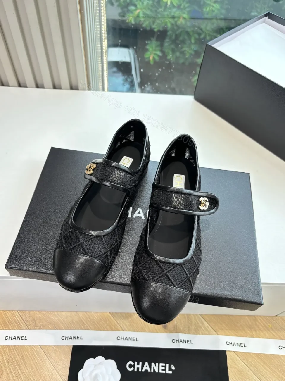 View 6 of Quilted Black Mary Janes - Leather Trim, Signature Hardware, Flat Shoes