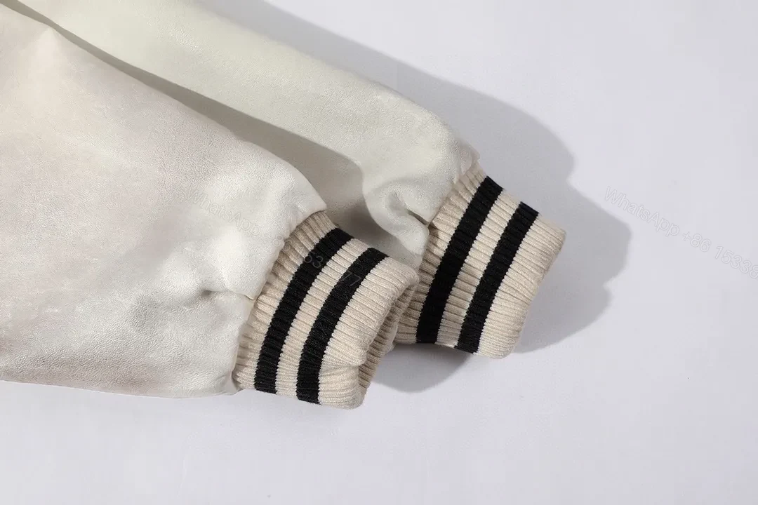 View 4 of Crisp Off-White Varsity Jacket with Bold Lettering