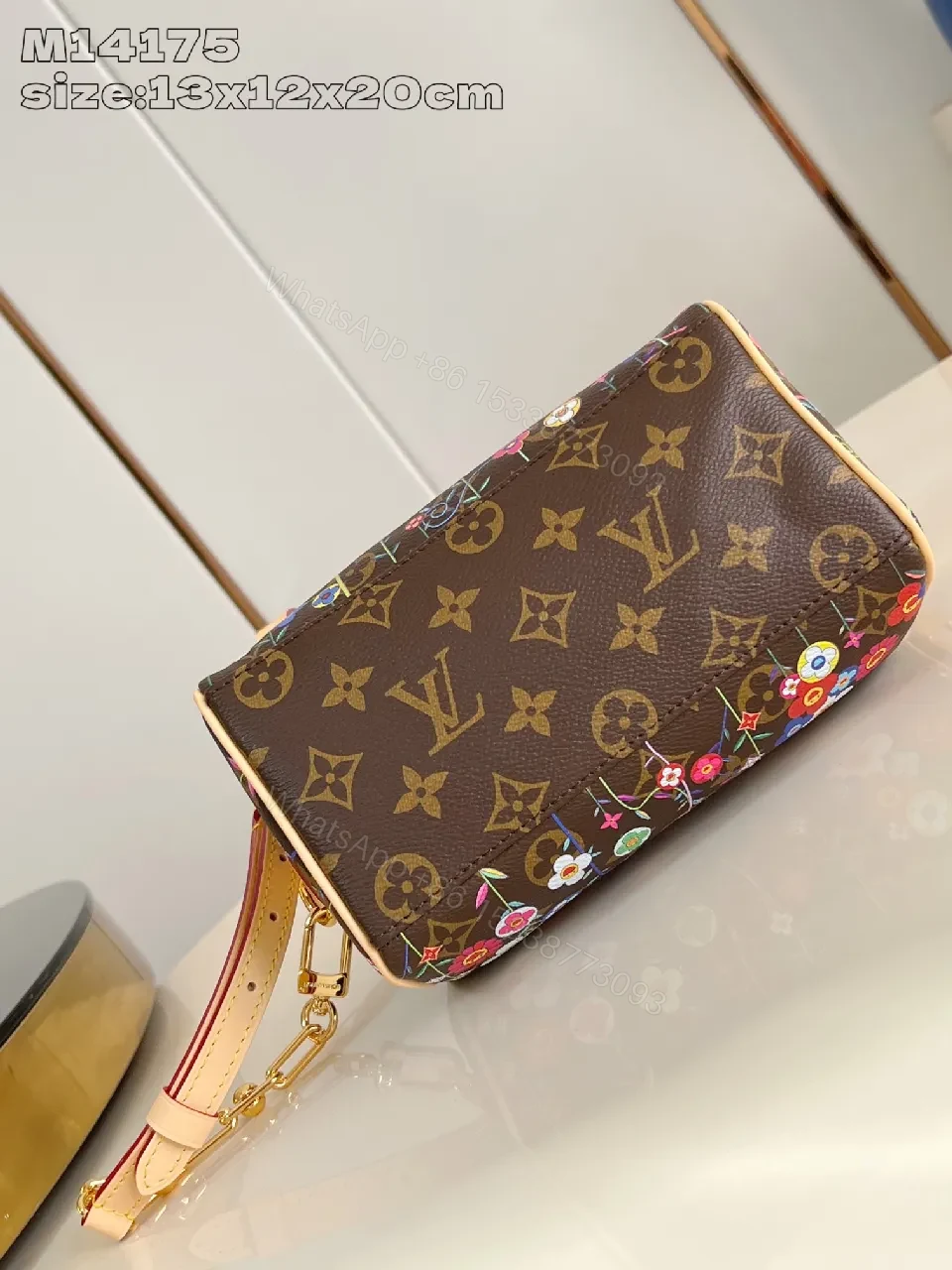 View 4 of Vibrant Florals Monogram Luxury Handbag with Gold Hardware