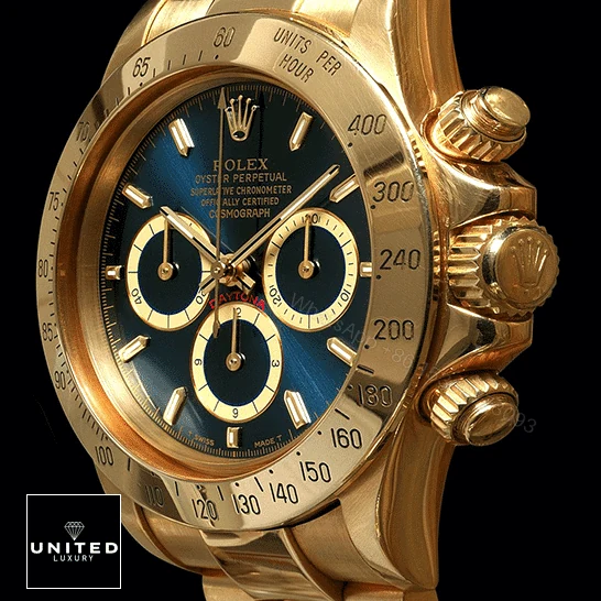 View 6 of Rolex Daytona Cosmograph Yellow Gold Black Dial 16528 Oyster Replica
