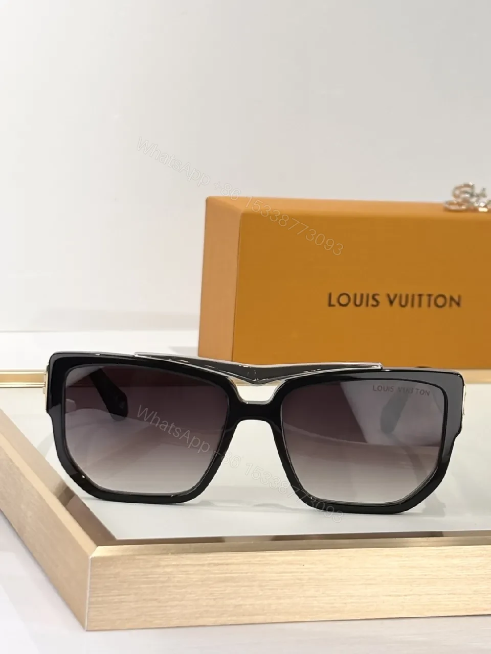 Oversized Square Black Acetate Sunglasses with Gradient Lenses — view 1