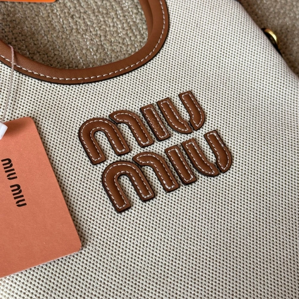 View 3 of MIUMIU IVY CANVAS AND BAG BEIGE 20CM