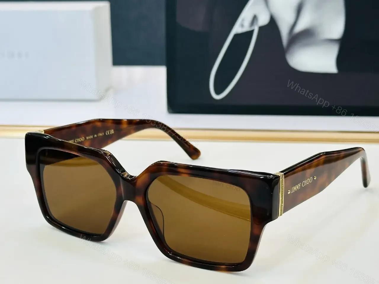 View 5 of Black Frame Polycarbonate Oversized Bold Chunky Silhouette Sunglasses