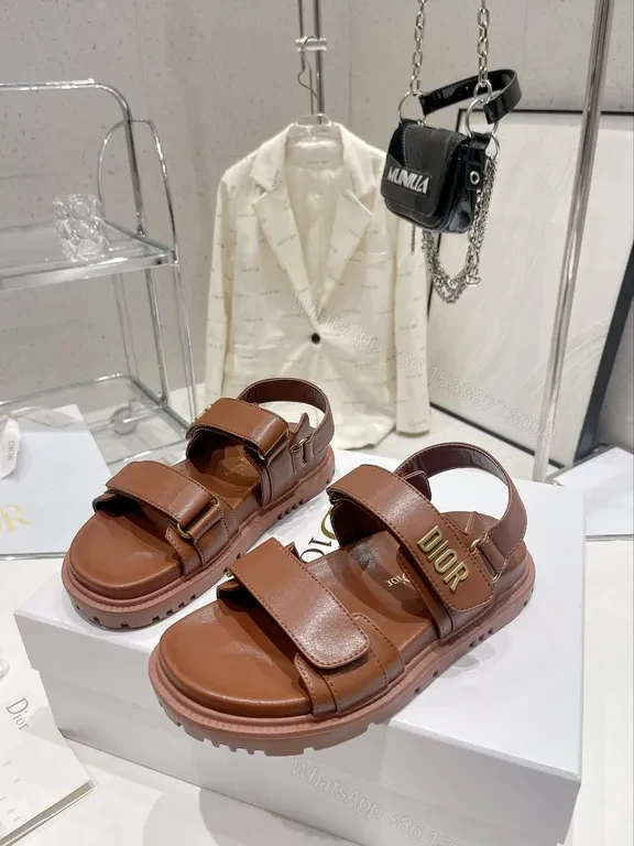 View 3 of Strap-Forward Leather Sandals: Dior-Inspired Luxury Comfort
