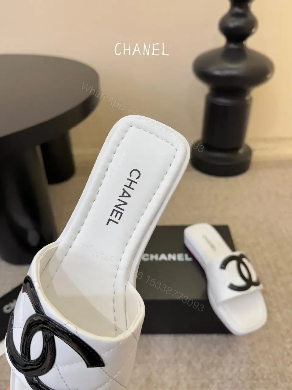 View 4 of White Quilted Slide — Luxe Minimalist, Cushioned Comfort