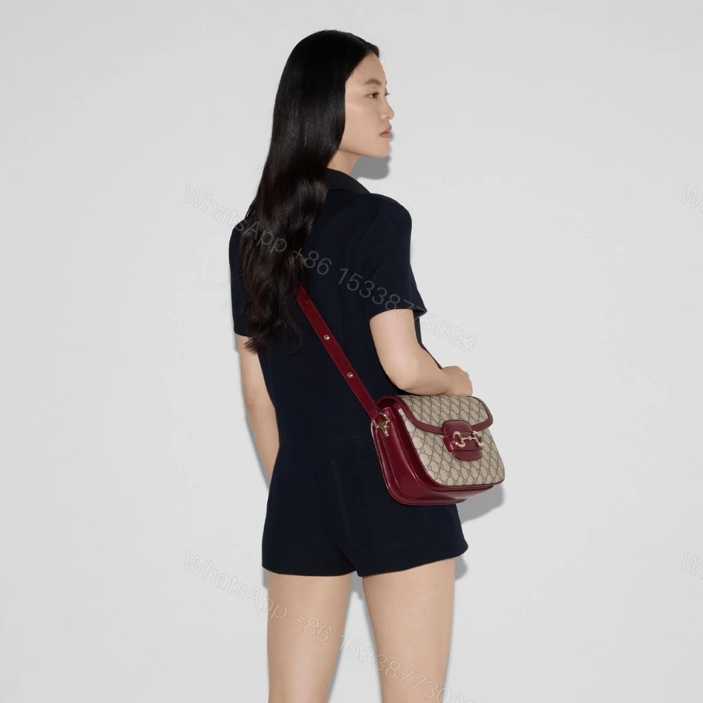 View 11 of Gucci Horsebit 1955 Soft Small Shoulder Bag Beige Red 25cm