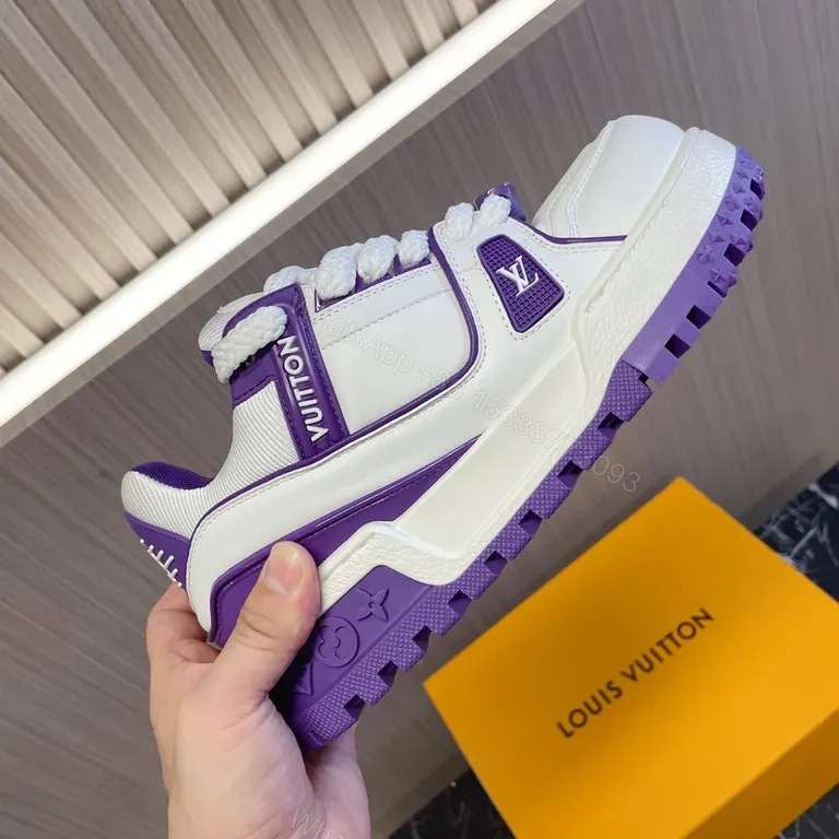 View 5 of Boldly Refined LV-Inspired Sneaker: White & Violet, All-Day Comfort