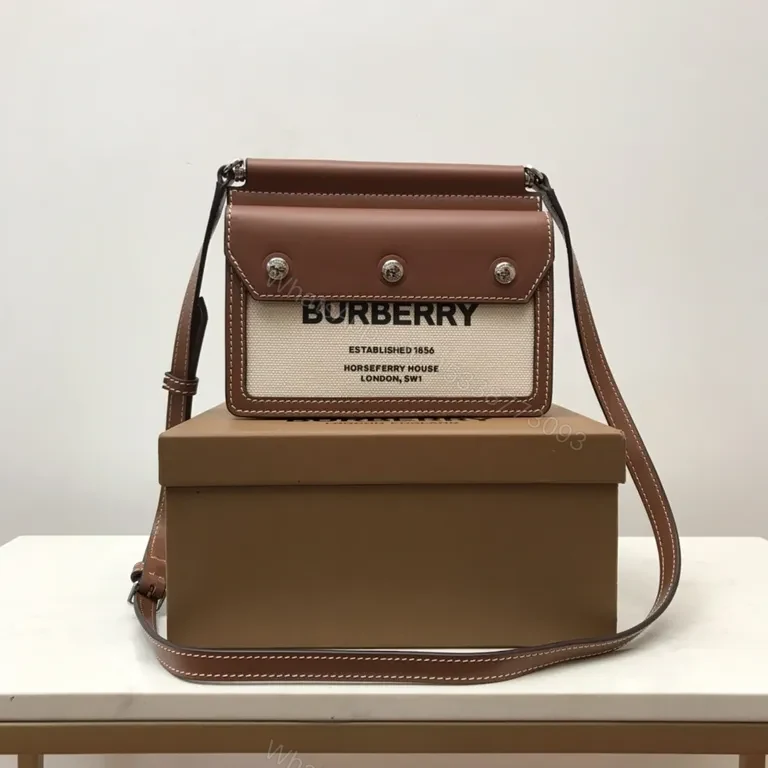 Structured Canvas Crossbody: Leather Trim, Burberry-Inspired Luxury Bag — view 1