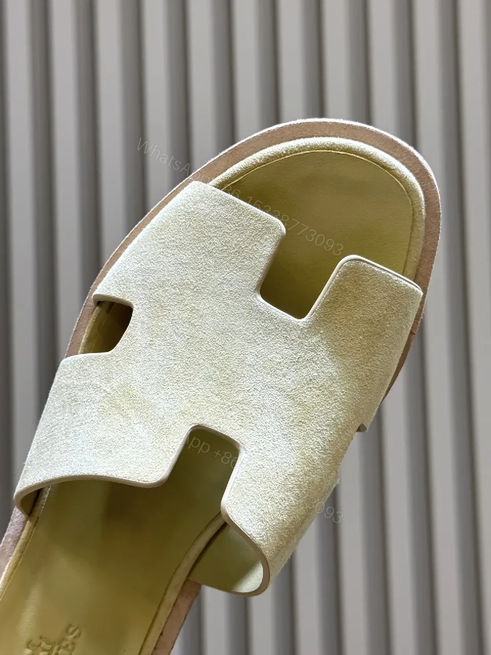 View 4 of Neutral Suede Open-Toe Sandals with Cork-Wedge Platform, Chic, All-Day Comfort