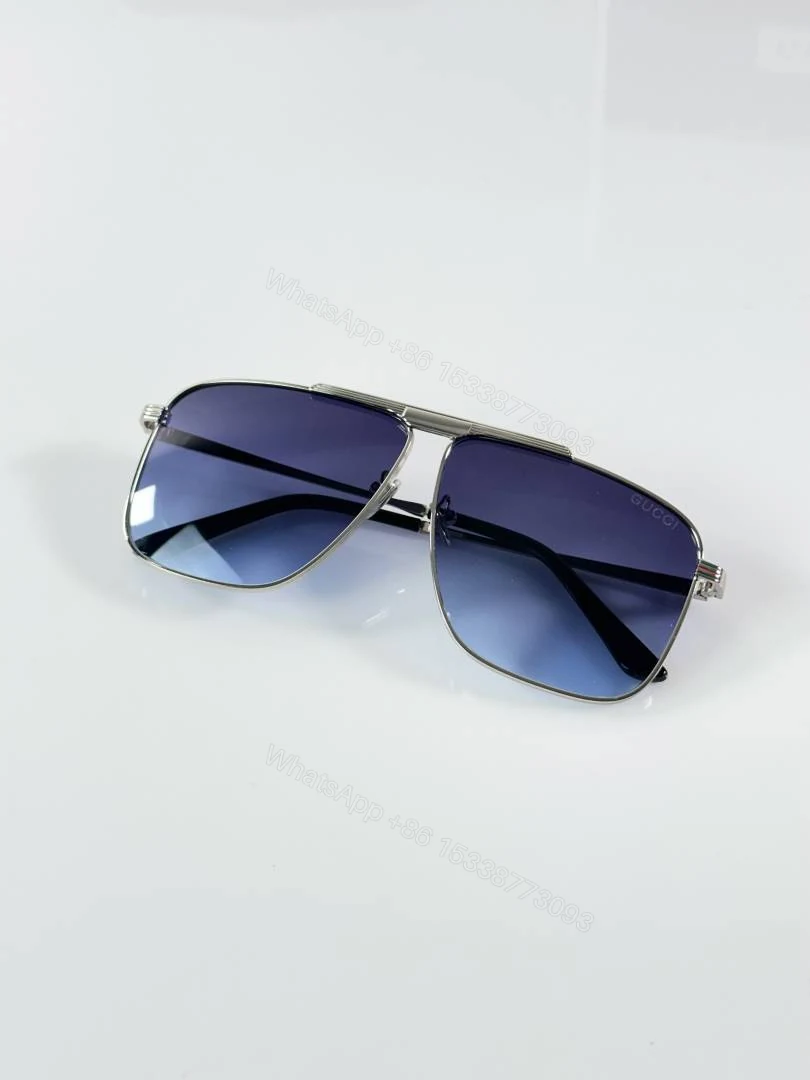 View 3 of First Copy Gucci 0840 Silver Blue Sunglasses