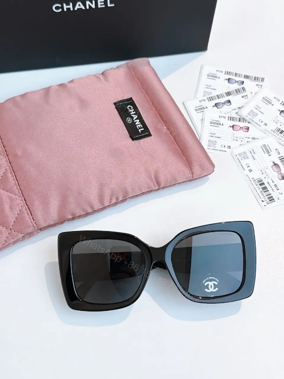 Oversized Square Sunglasses with Luxe UV Shield, Polished Noir — view 1