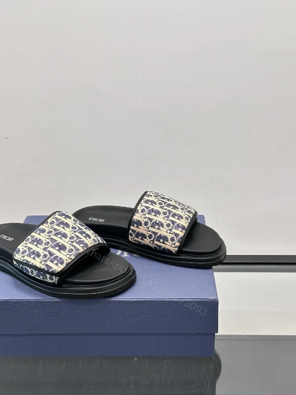 View 4 of Patterned Luxe Slides with Signature Detail - Summer Comfort
