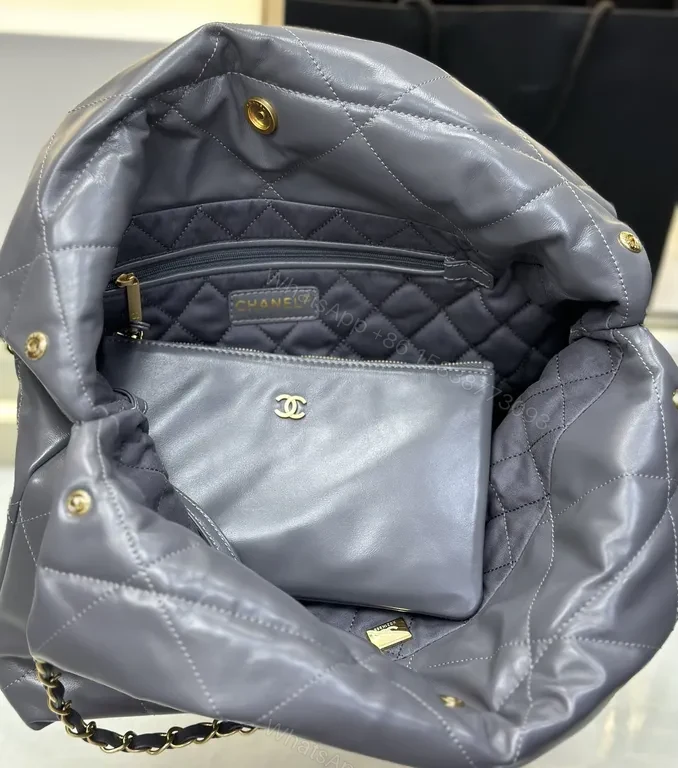 View 7 of Graphite Quilted Tote: Chanel-Inspired Luxury Everyday Bag