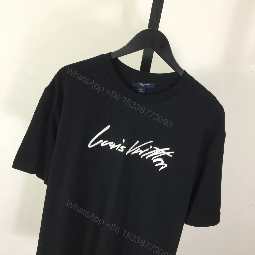 View 4 of Black Cotton Tee | Graphic Luxe Logo, Relaxed Fit, Durable