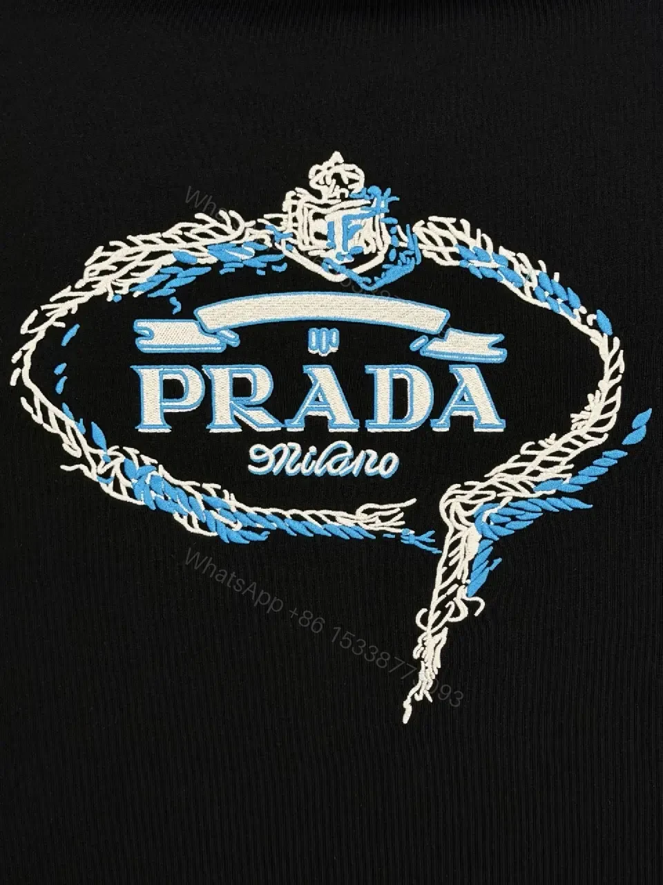 View 11 of Black Cotton Blend Tee with Prada Milano Graphic Embellishment