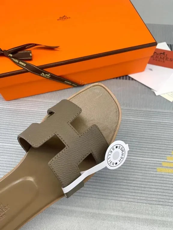 View 4 of Taupe Leather Slide â€“ Hermes-Inspired, All-Day Comfort Chaira