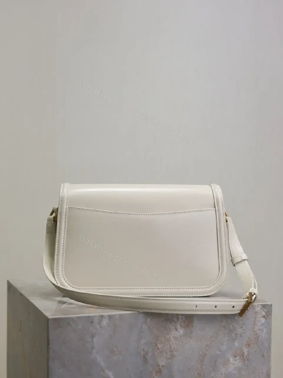 View 9 of Ivory Leather Crossbody — Gold-Accent, Compact, Everyday Ease