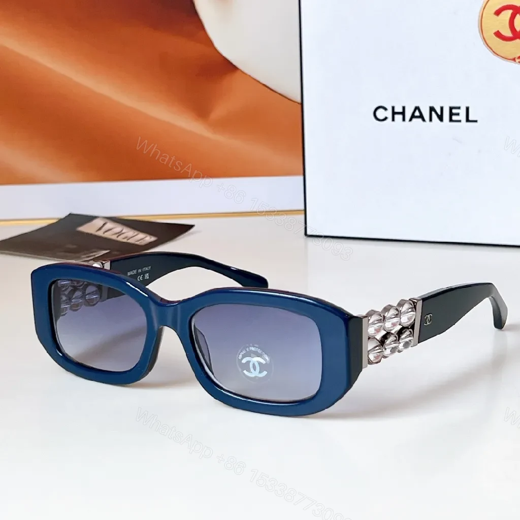 View 7 of Oversized Square Sunglasses: Black/White + Rose-Gold Chain Luxe Frame